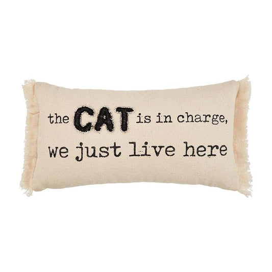 The Cat is in Charge Throw Pillow
