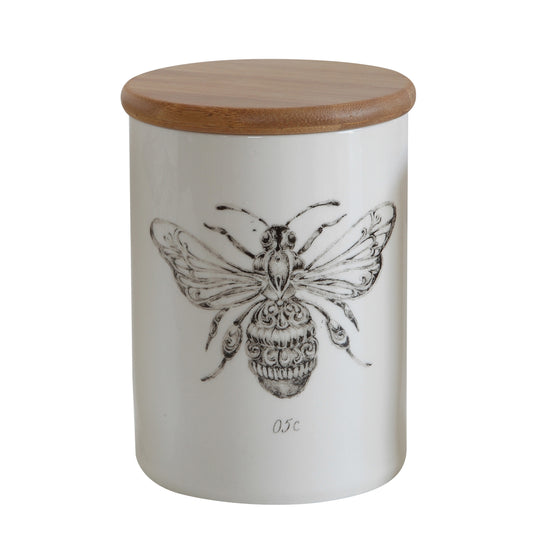Stoneware Canister with Bee