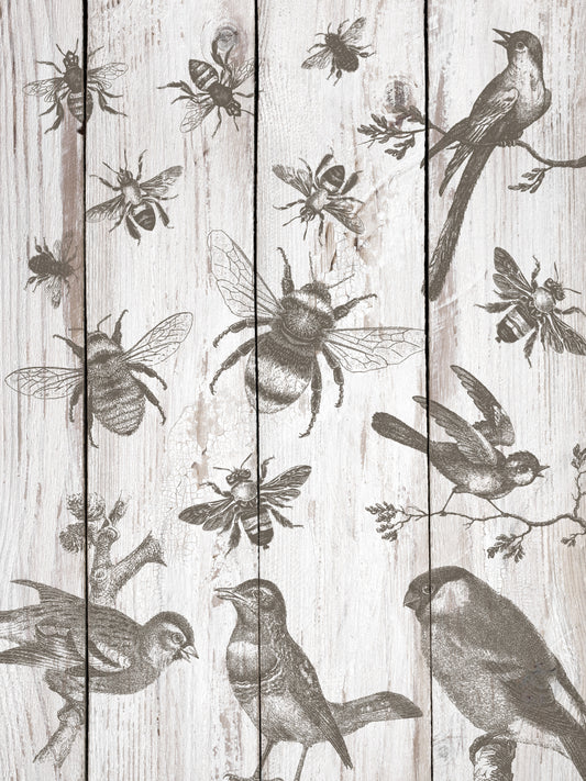 Birds and Bees Stamped on wood