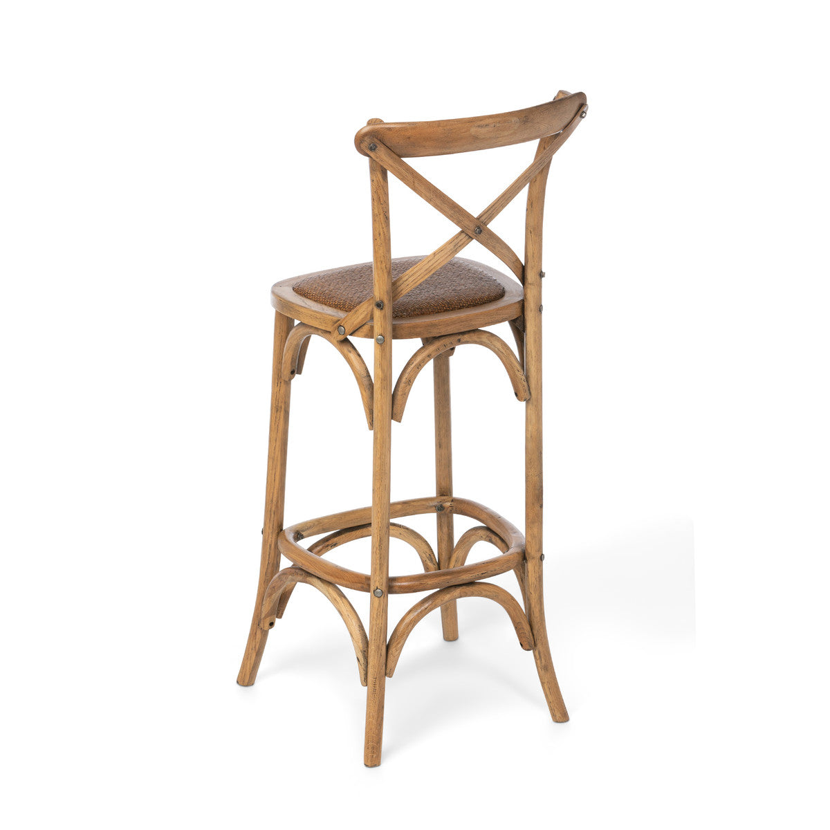 Oak cross discount back bar stool