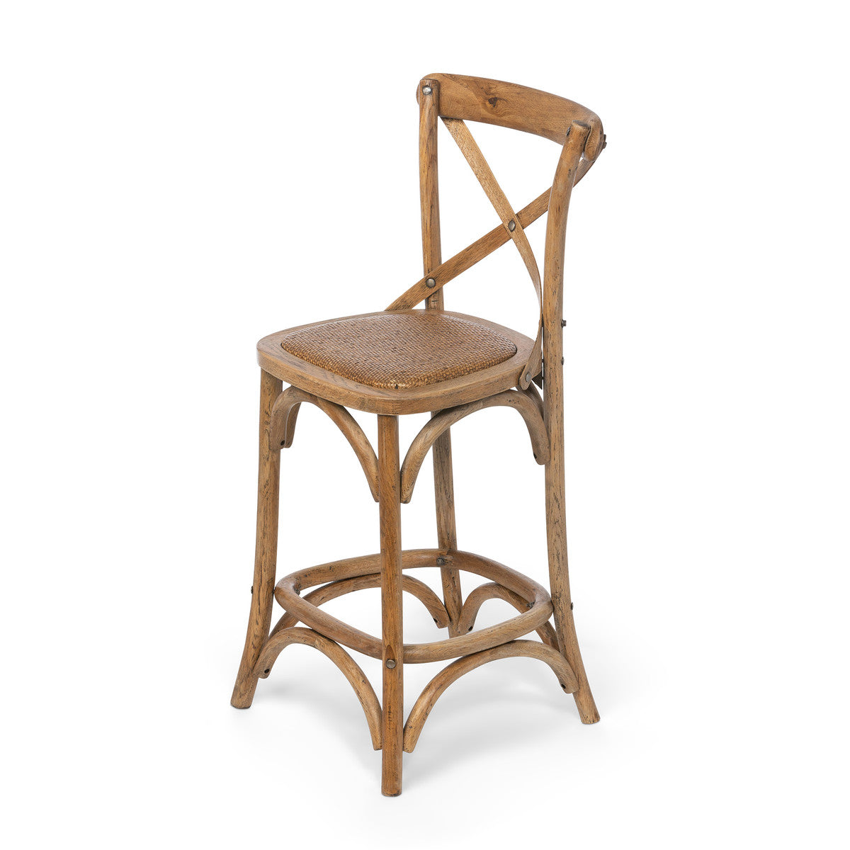 Oak Cross Back Counter Stool