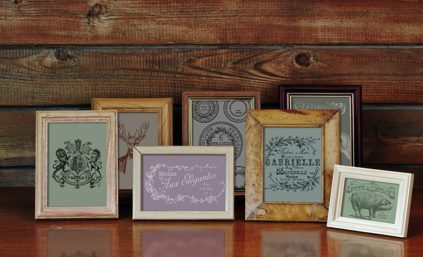 Antiquities IOD Stamps displayed in frames