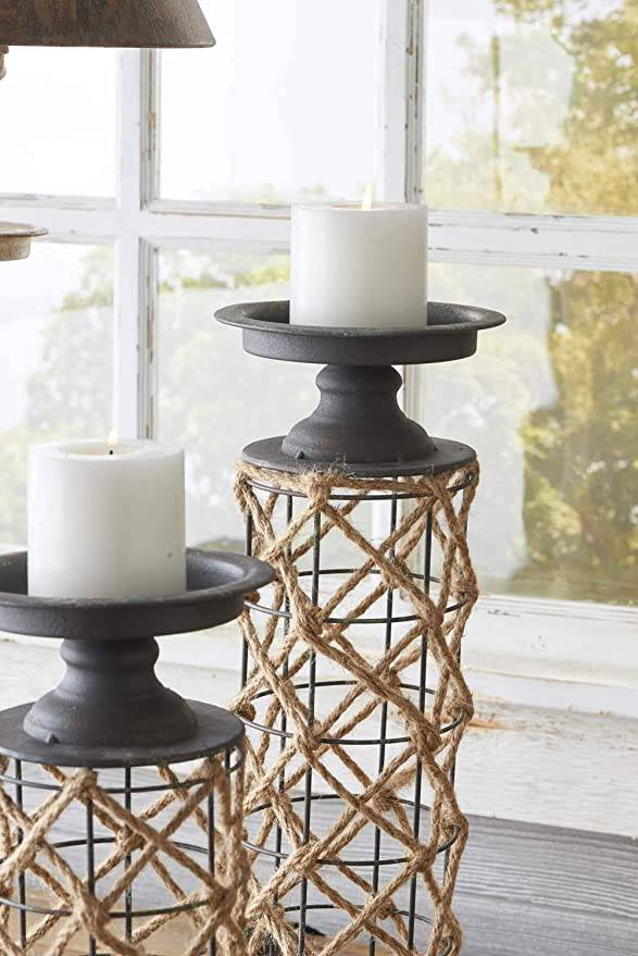 Iron Candleholder with Rope - Nest Gifts